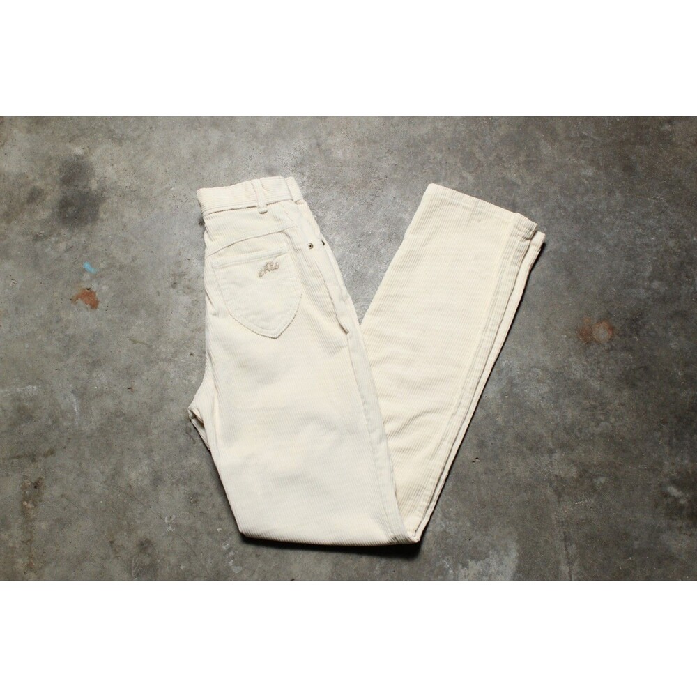 Vintage 90's Chic Cream Corduroy High Waist Pants - 24" Waist
